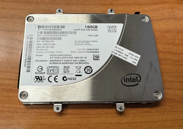 Intel SSD 520 Series 180GB SSDSC2BW180A3L SATA 2.5インチ 180GB 7mm 正常動作確認済み  Solid State Intel Ssd 520 Series 180gb Intel 520 Series