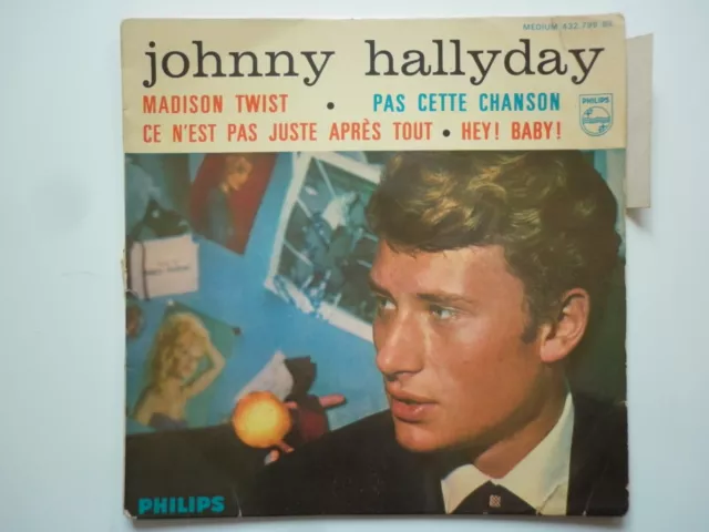 Johnny Hallyday 45Tours EP vinyle Madison Twist / Pas Cette Chanson titre bleu