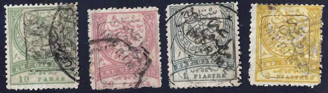 TURKEY 1891 NEWSPAPER STAMPS Sc P10 P13 NEATLY USED