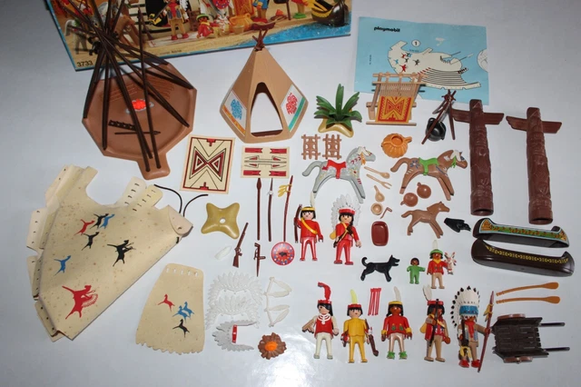 BOITE PLAYMOBIL VINTAGE 3733 incomplète : Campement Indien (1988 geobra ...