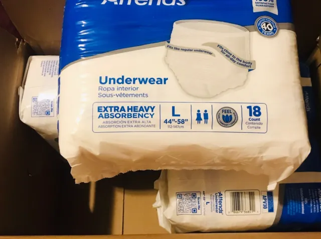 Attends Adult Underwear Diapers Four Packs Size Large 18 In Eh 72 Total New