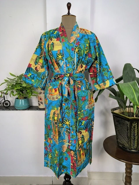 Rouge Frida Khalo Femmes Pyjama Robe de Nuit Chambre Indien Floral Caftan