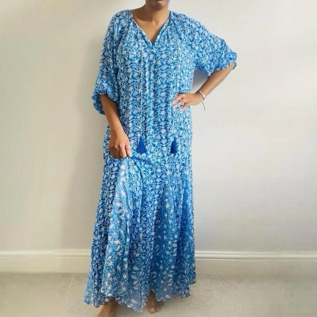 ZARA MAXI DRESS WITH CONTRAST EMBROIDERY COBALT BLUE SIZE M Ref 7200/031  45.99 - PicClick UK