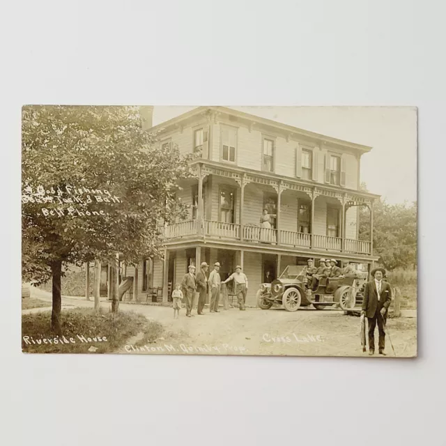 Rare 1911 Postcard Jordan New York Cross Lake Riverside House Onondaga County 2