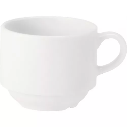 7oz Stacking Cup - White Porcelain - Set of 6 - Great Value Crockery