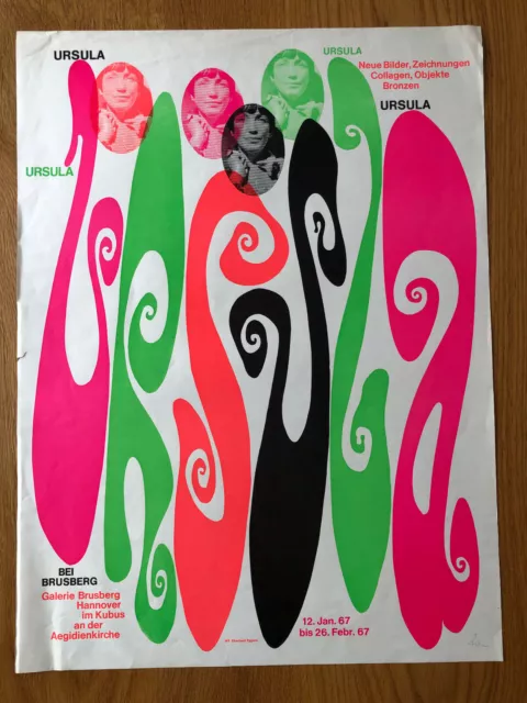 Plakat Poster Ausst. Ursula Schultze-Blum - Design 1970 1960 60er 70s 70er 60er