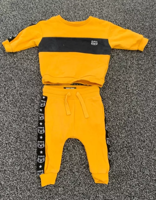 next 6-9 months yellow tracksuit outfit baby jumper joggers Lion