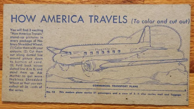 1940s Nabisco Shredded Wheat How America Travels Color Card Commercial Transport