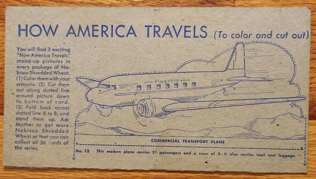 1940s Nabisco Shredded Wheat How America Travels Color Card Commercial Transport