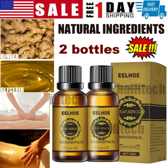 2PCS 30ml Belly Drainage Ginger Oil Essential Natural Plants Massage Therapy US