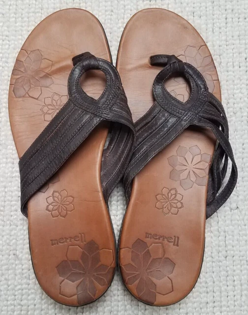 Merrell Womens' Lidia Thong Sandals - Size 9 Brown Mahogany Leather