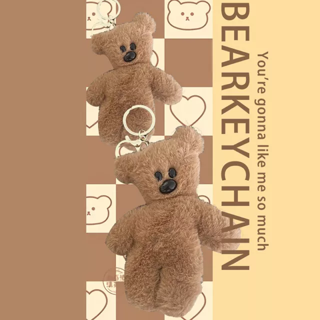 1PC Teddy Bear Squeak Keychain Pendant Cartoon Cute Plush Doll Toy Kawaii Soft