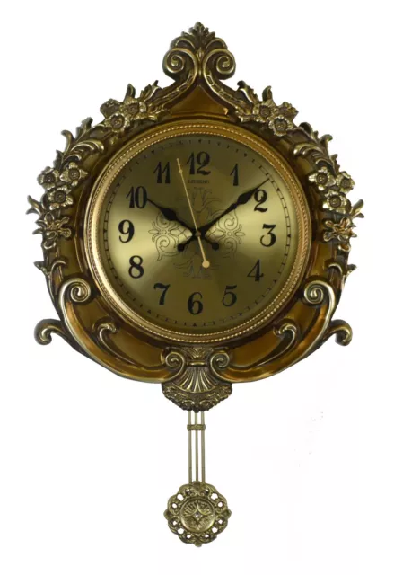 Victorian Baroque Style Swinging  Pendulum Wall Clock