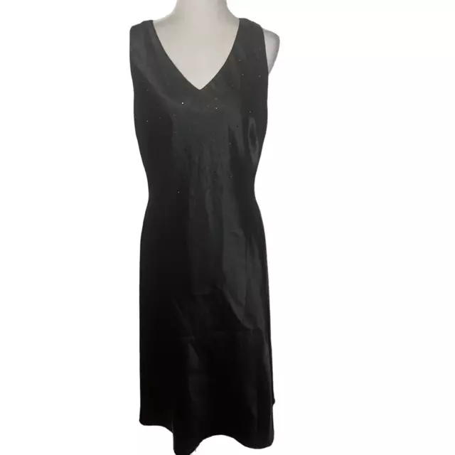 Amanda Smith Women's Perforated Laser Cut Detail V-neck Dress Black Size 12