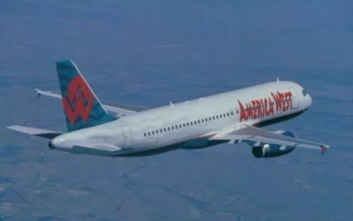 Airline Airbus issue postcard - America West Airlines Airbus A320