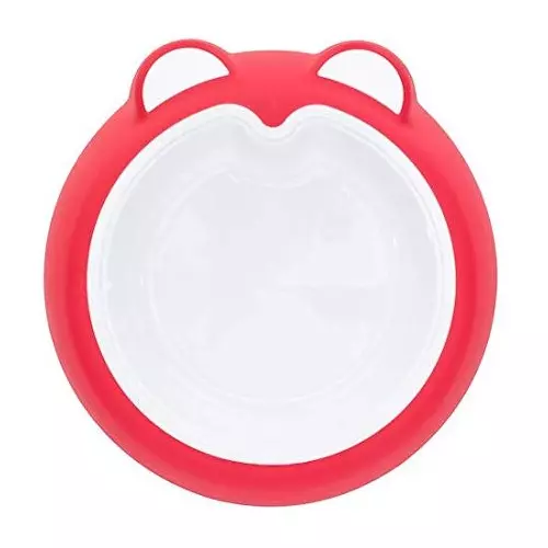 Badabulle deep non slip plate Intense Pink to assist child in eating alone