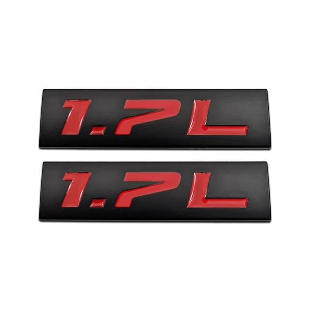 2x Metal Fender Trunk Black & Red 1.7L Logo V6 V8 Emblem Engine SUV Car Badge