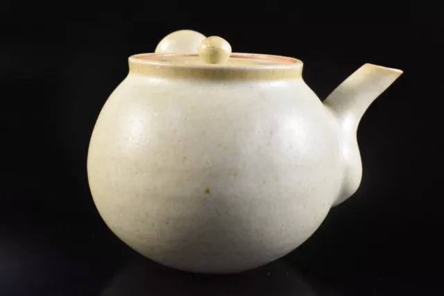 F4973: Japanese Seigetsu-ware Green glaze TEAPOT Kyusu Sencha