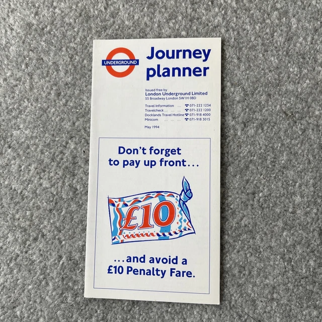 LONDON UNDERGROUND TUBE Map MAY 1994 Journey Planner EUR 1,97 PicClick IT