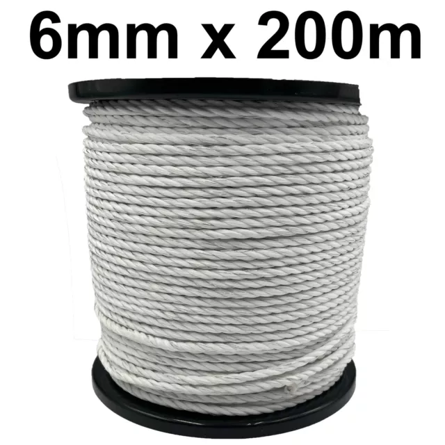 6 mm Elektrozaun weißes Polyseil - 200 m Rollzaun 6 x 0,2 mm Pferd Reiten