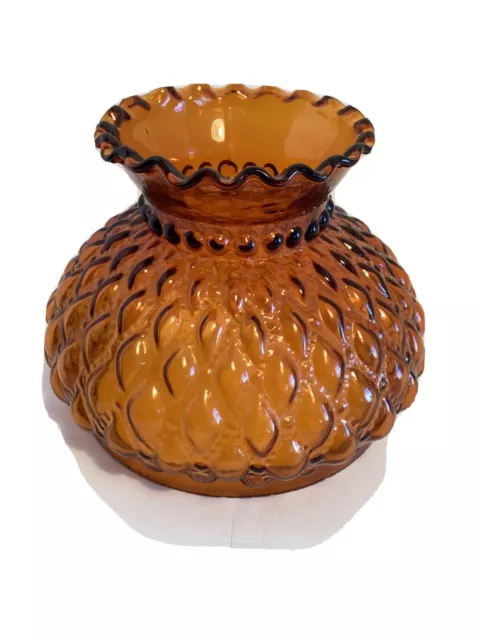 Vintage Bailey Amber Hobnail Glass Hurricane Lamp Shade