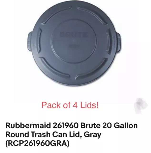 Lot Of Rubbermaid Brute Gallon Round Trash Can Lid Gray