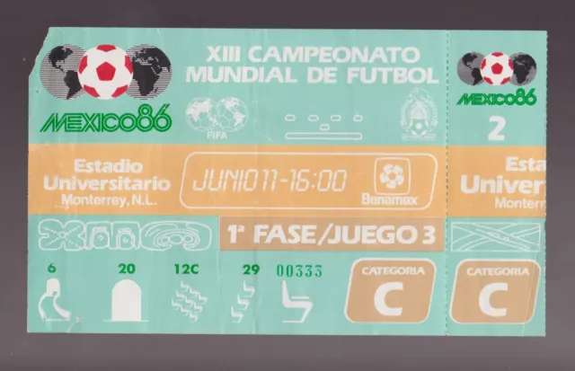 Football Ticket Mexico World Cup 1986  "Unused" England V Poland