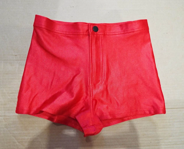 AMERICAN APPAREL RED Disco Shorts Hotpants Size M Shiny Lycra