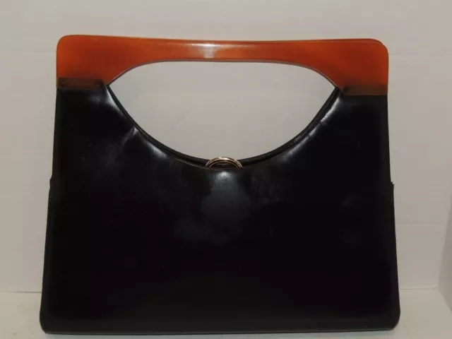 1950's Navy Purse w Bakelite or Lucite Handles 1950's Navy Purse w Bakelite or Lucite Handles