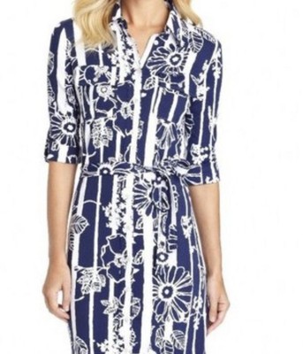 J. McLaughlin Gilchrist Dress Catalina Cloth Size Small Navy White Floral
