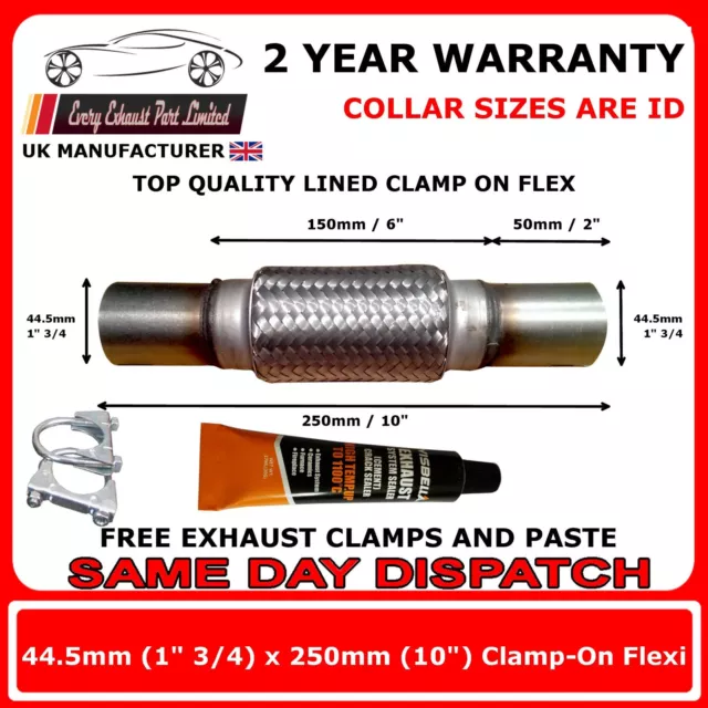 Exhaust Clamp-on Flexi Tube Joint Flexible Pipe Repair 45 x 250mm 1.75"x10" Flex