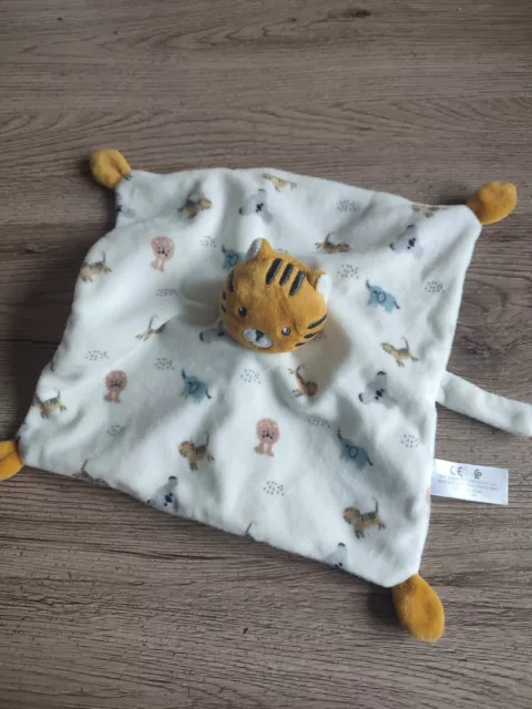 Doudou Plat Carré Simba Toys Tigre Blanc Jaune Jungle Animaux Tétine 23/23Cm