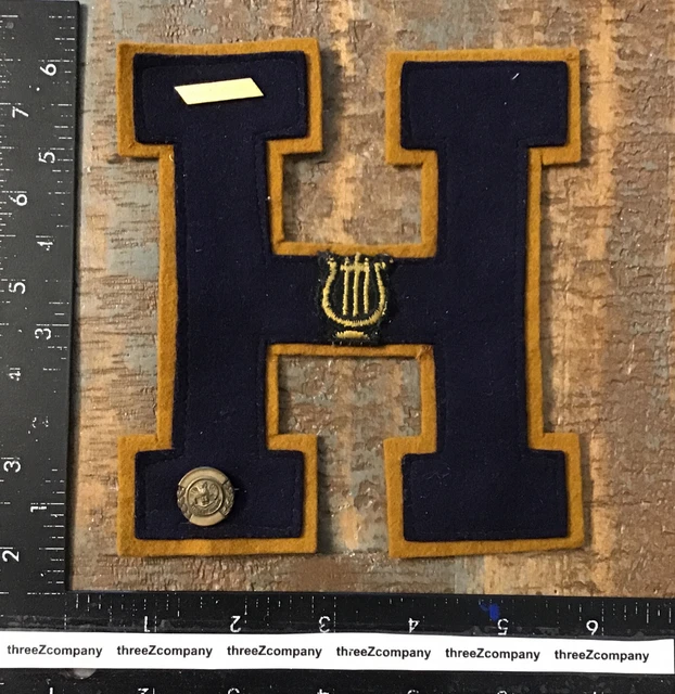 Vtg Letter H Blue/Gold Chenille Felt Letterman Jacket Patch Pins Student Ciuncil