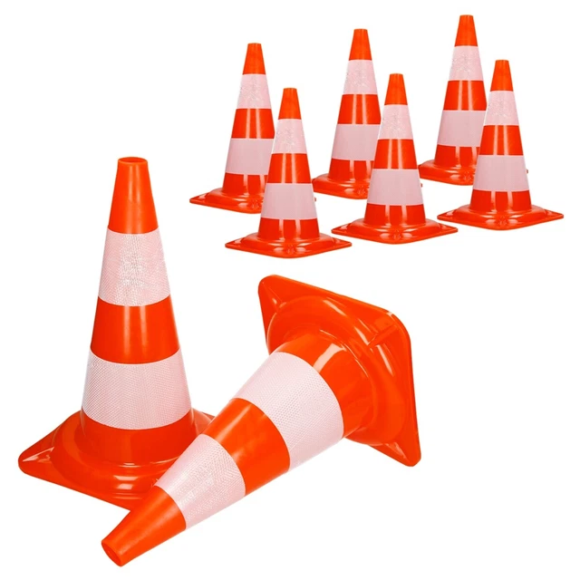 8er Pack Warnkegel Warnleitkegel Verkehrsleitkegel Pylon Sicherheit 50 cm Kegel