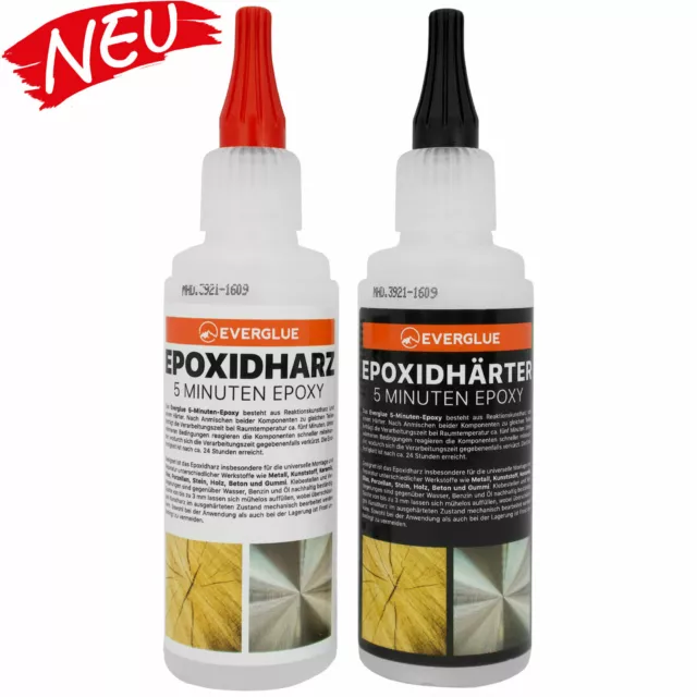 2 Komponenten Kleber Epoxidharz Epoxidkleber klar 5 Min 200g 1:1 Mischung