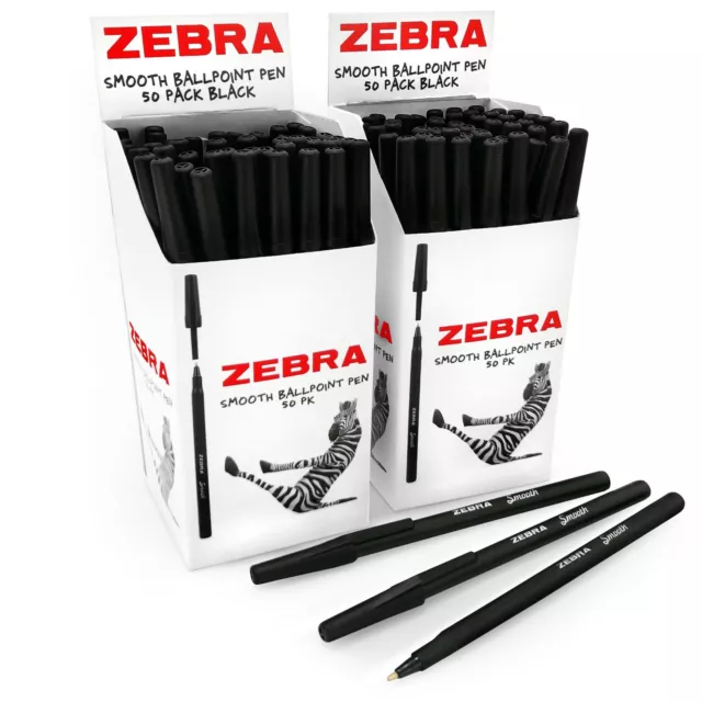 Zebra Lisse Bâton Stylos à Bille - 0.7mm Pointe - Noir - Paquet De 100