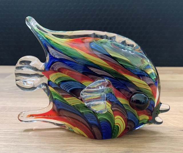 Glasfigur Fisch Skulptur Dekofigur Glaskunst Kristallglas Deko Statue Murano Art