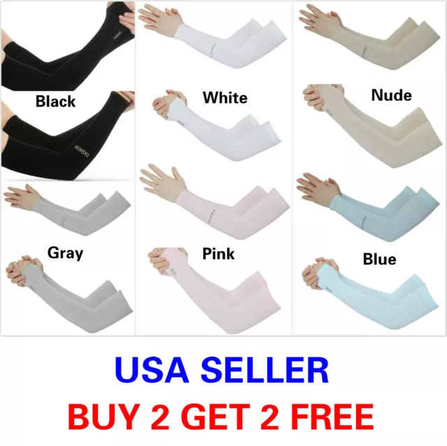 1 Pair Cooling Arm Sleeves Cover Sports UV Sun Protection Outdoor Unisex