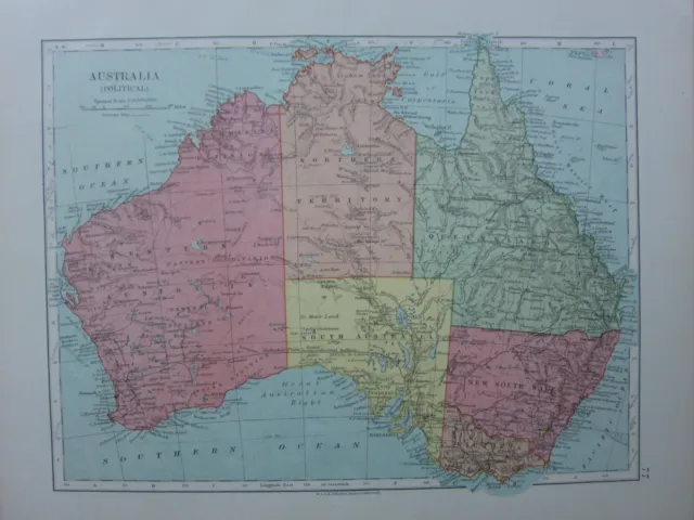 1924 Map ~ Australia New South Wales Victoria Queensland