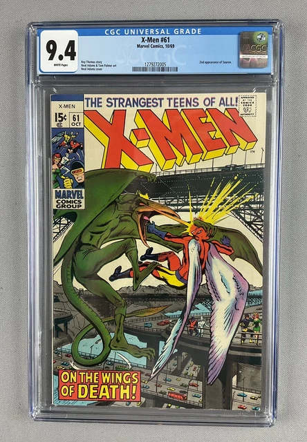 X-Men #61, 10/1969, Vol 1, CGC 9.4, White Pages, Neal Adams cover & art