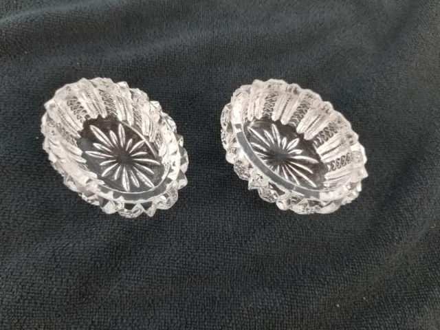 Pair of 2.5" x 1.75" Glass Open Salt Cellar individual serving dishes