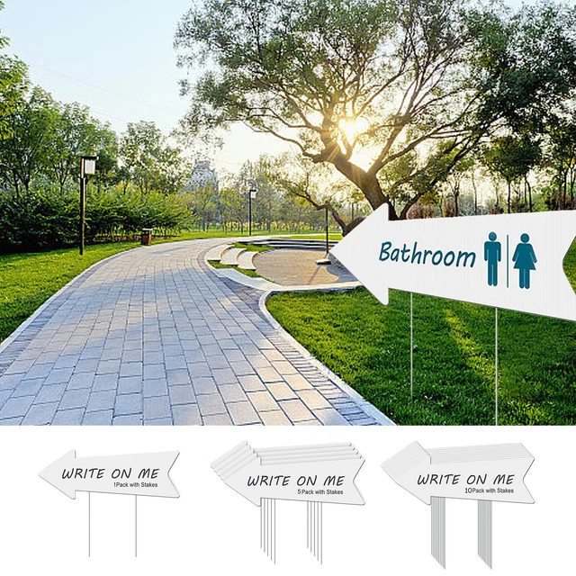 6 Cartelli Direzionali A Freccia Rossi Per Giardino, 45x13 Cm Con Paletti, Personalizzabili, In Plastica Ondulata Resistente Alle Intemperie - 4