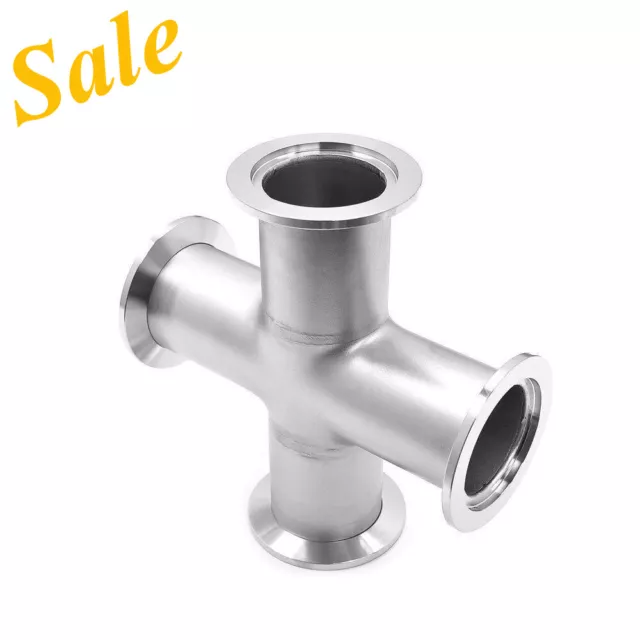 4-Way Cross KF-25 Vacuum Fittings, ISO-KF Flange Size NW-25 Stainless Steel