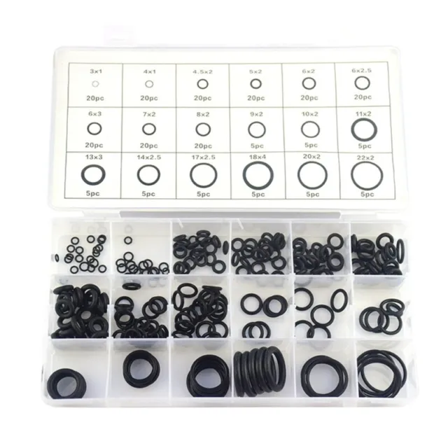 225pcs Rubber O Rings Assortment Set 18 Size Washer Gaskets Washers Tool