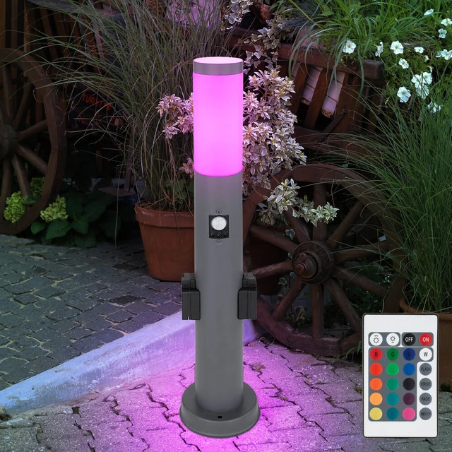 Lampe De Socle De Jardin Éclairage Extérieur Lampe D'extérieur Lampadaire, Verre Alu, Télécommande à Intensité