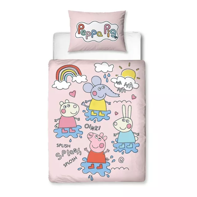 Peppa Pig and Friends Kids Toddler Duvet Reversible Bedding Playful Quilt Cover