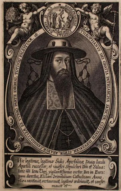 Porträt Theophanus Patriarch Jerusalem Lucas Kilian Original Kupferstich 1622