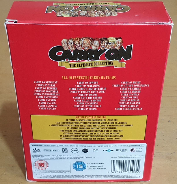 CARRY ON THE Ultimate Collection DVD Box Set PAL ITV All 30 Films EUR