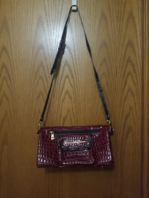 Samantha Brown Maroon Croc Embossed Weekender Travel foldable purse bag