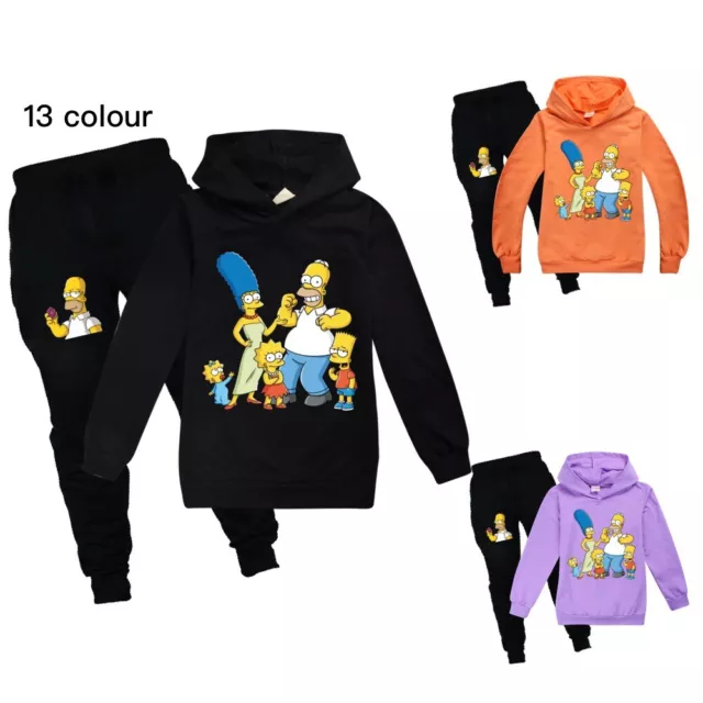 Kids The Simpsons Hoodies Hooded+Trousers Boys Girls Tops Pants Sportwear 2PCS